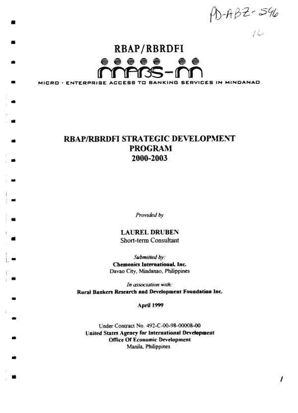 RBAP/RBRDFI strategic development program 2000-2003