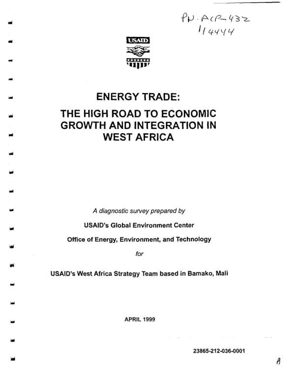 Energy trade : the high road to economic growth and integration in West Africa