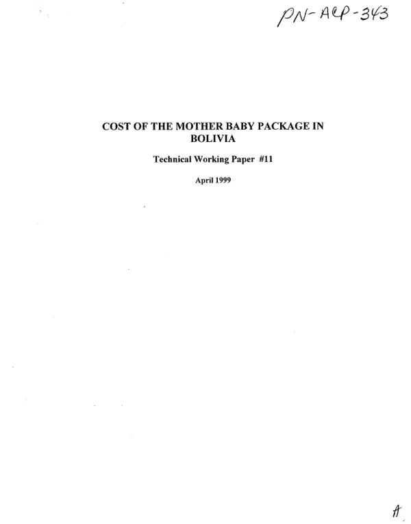 Cost of the mother baby package in Bolivia