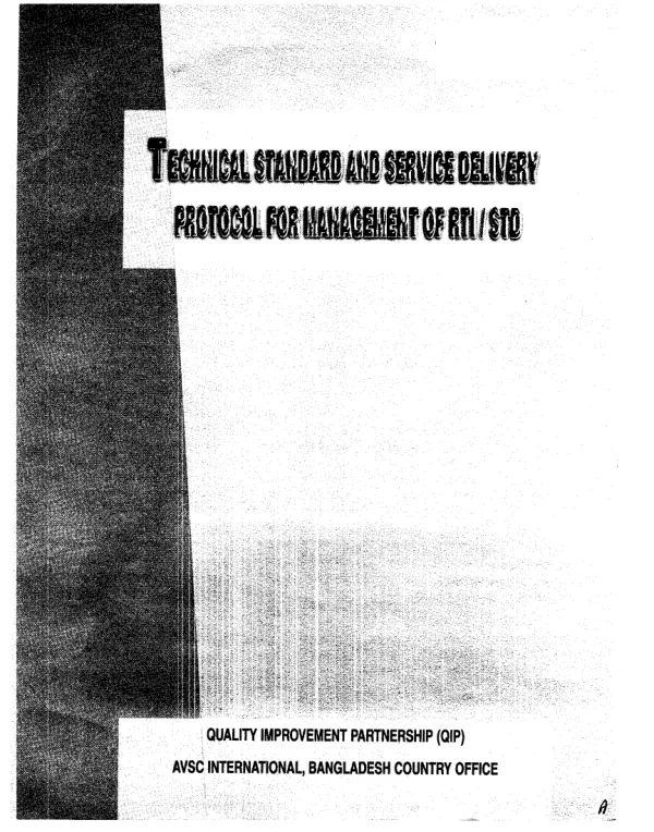 Technical standard and service delivery protocol for management of RTI/STD [reproductive tract infection/sexually transmitted disease]
