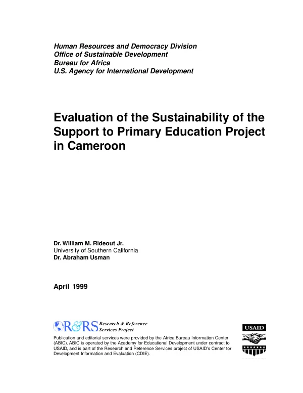 Evaluation of the sustainability of the support to primary education project in Cameroon