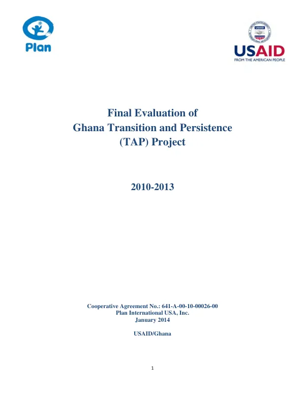 Final evaluation of Ghana transition and persistence (TAP) project 2010-2013