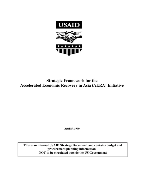Strategic framework for the accelerated economic recovery in Asia (AERA) initiative