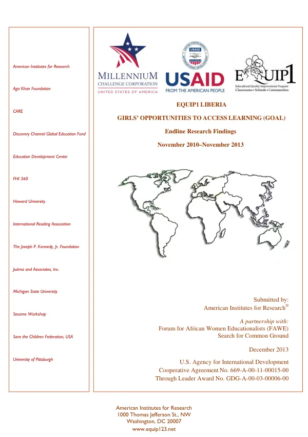 Girls' opportunities to access learning (GOAL) endline research findings