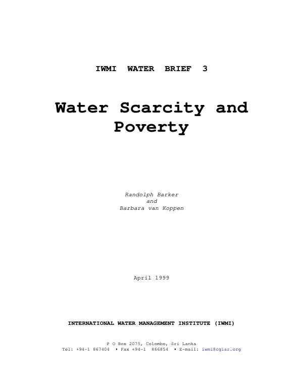 Water scarcity and poverty