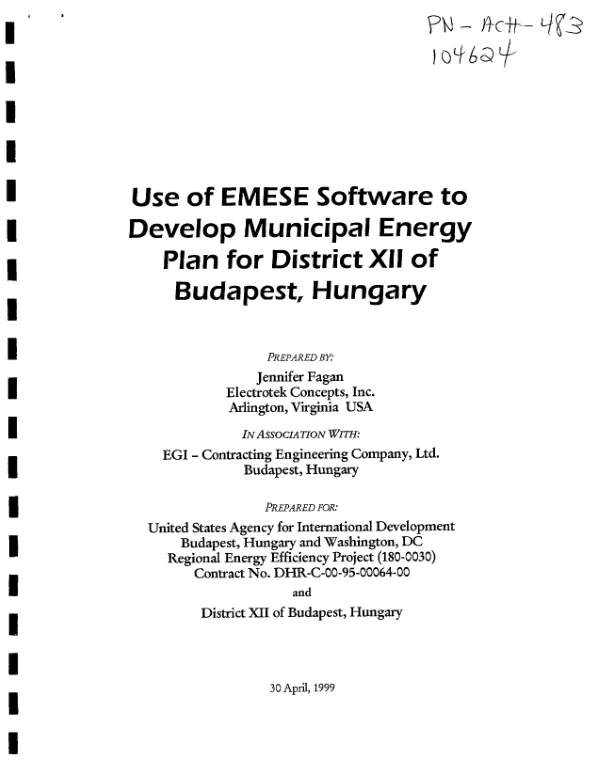 Use of EMESE software to develop municipal energy plan for District XII of Budapest, Hungary