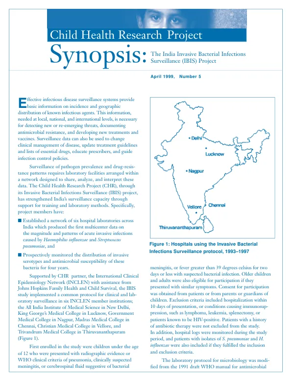 Synopsis : the India invasive bacterial infections surveillance (IBIS) project