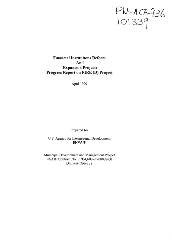 Financial institutions reform and expansion project : progress report on FIRE(D) project [India]
