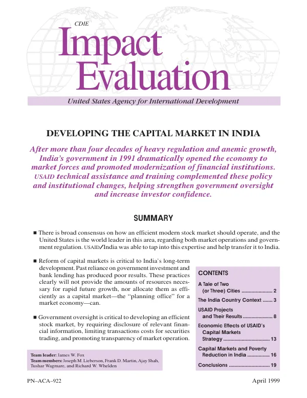 Developing the capital market in India
