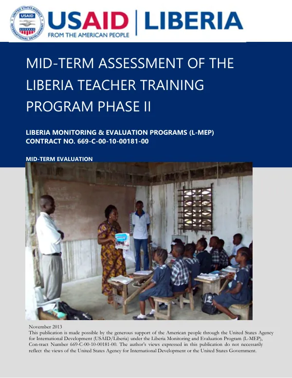 Mid-term assessment of the Liberia teacher training program phase II