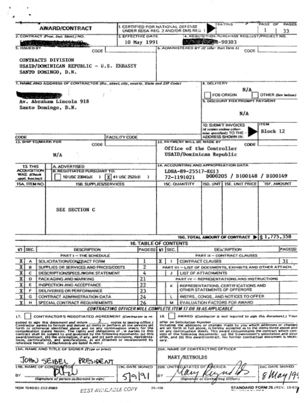 AID grant no. 497-0336-G-SS-7123-00 to the International Executive Service Corps for a program entitled small business management development