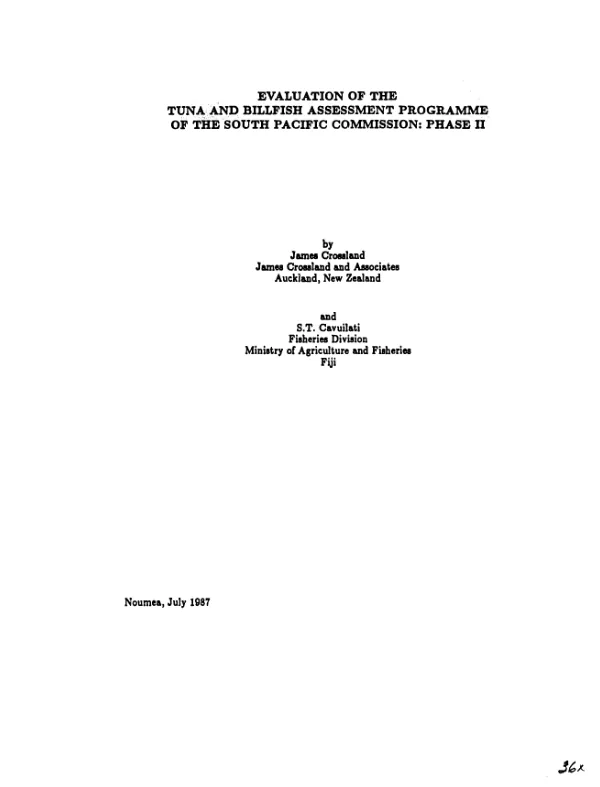 Evaluation of the tuna and billfish assessment programme of the South Pacific Commission : phase II