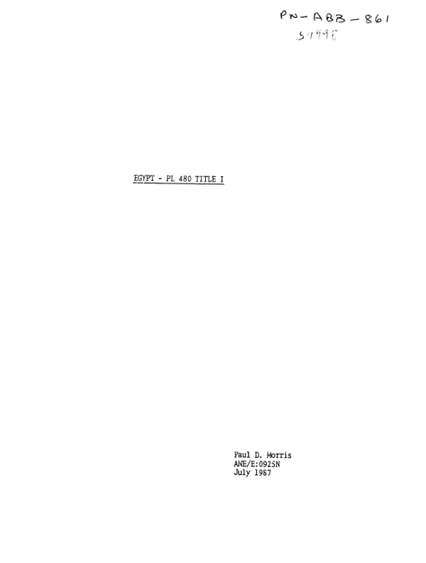 Egypt - PL-480 Title I