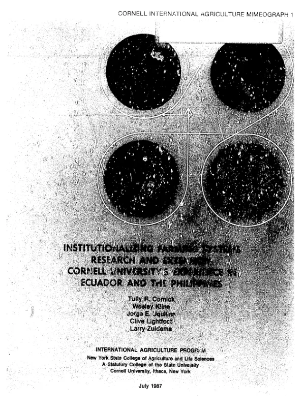 Institutionalizing farming systems research and extension : Cornell University"s experience in Ecuador and the Philippines