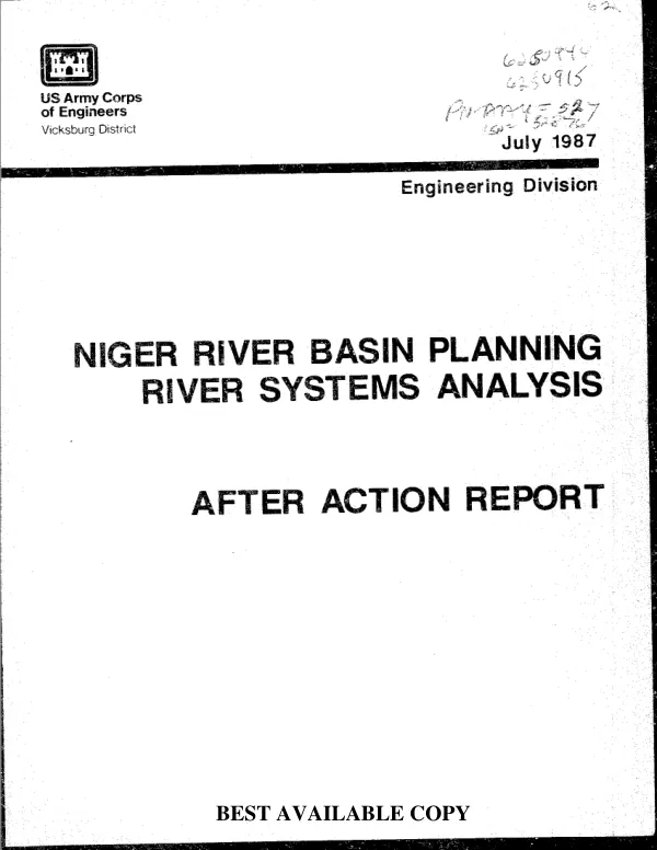 Niger river basin planning : river systems analysis, after action report