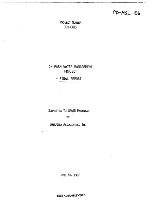 On farm water management project : final report