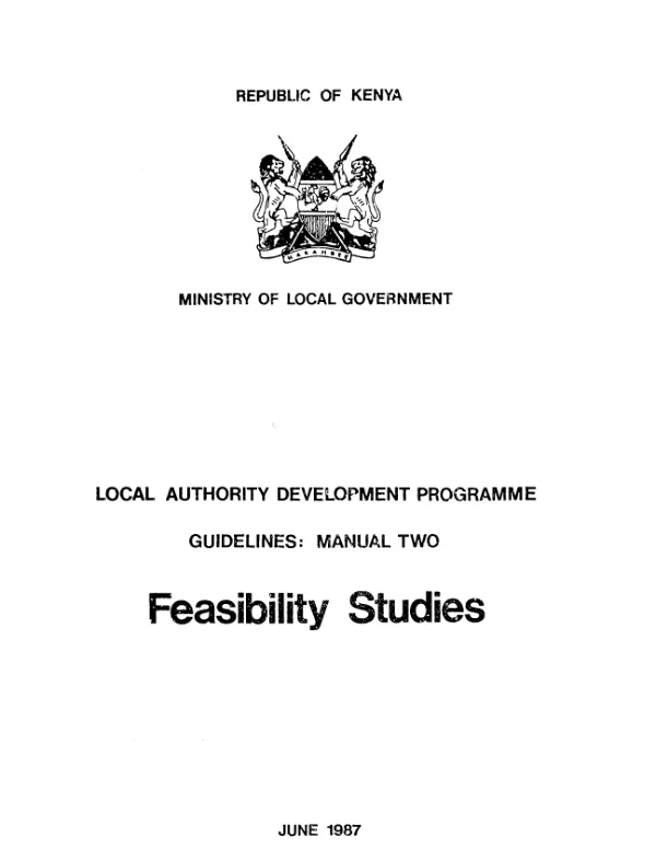 Local authority development programme guidelines : manual two -- feasibility studies