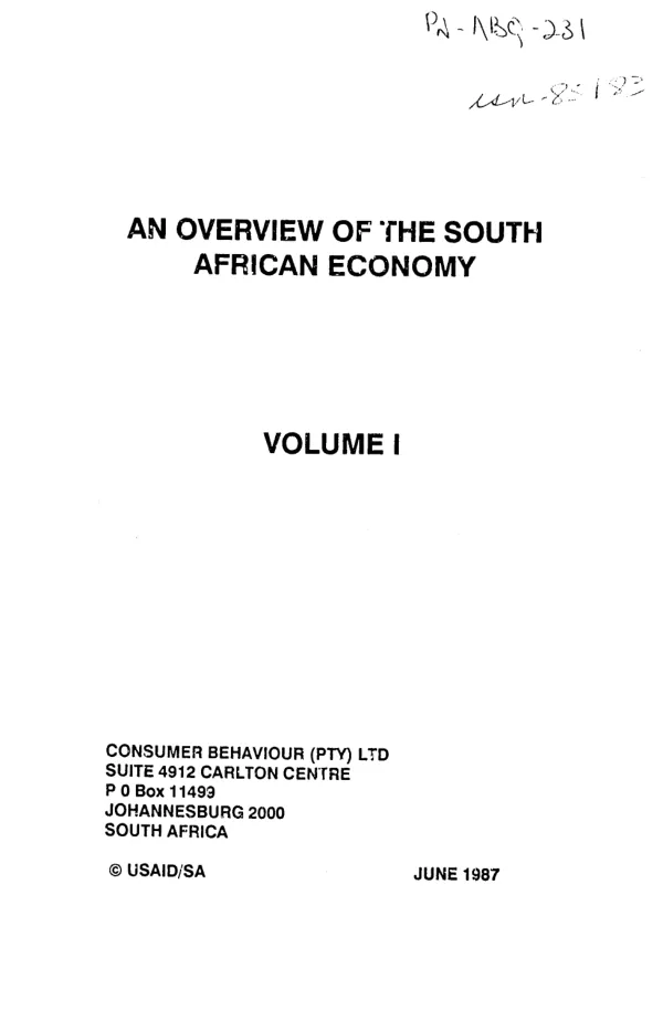 Overview of the South African economy : volume I