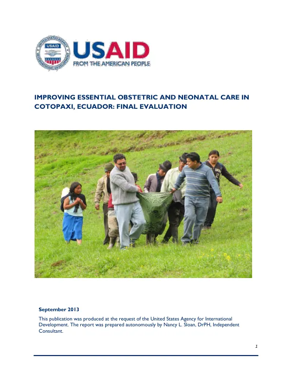 Improving essential obstetric and neonatal care in Cotopaxi, Ecuador : final evaluation
