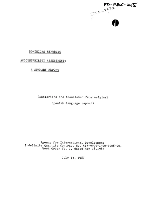 Dominican Republic accountability assessment : a summary report