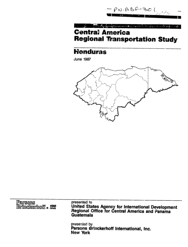 Central America regional transportation study : Honduras