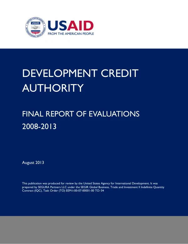 Development Credit Authority : final report of evaluations 2008-2013