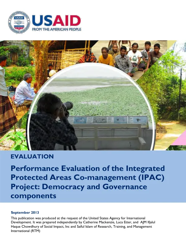 Performance evaluation of the integrated protected areas co-management (IPAC) project : democracy and governance components