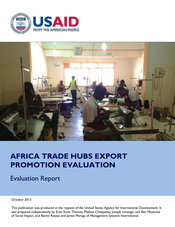 Africa trade hubs export promotion evaluation