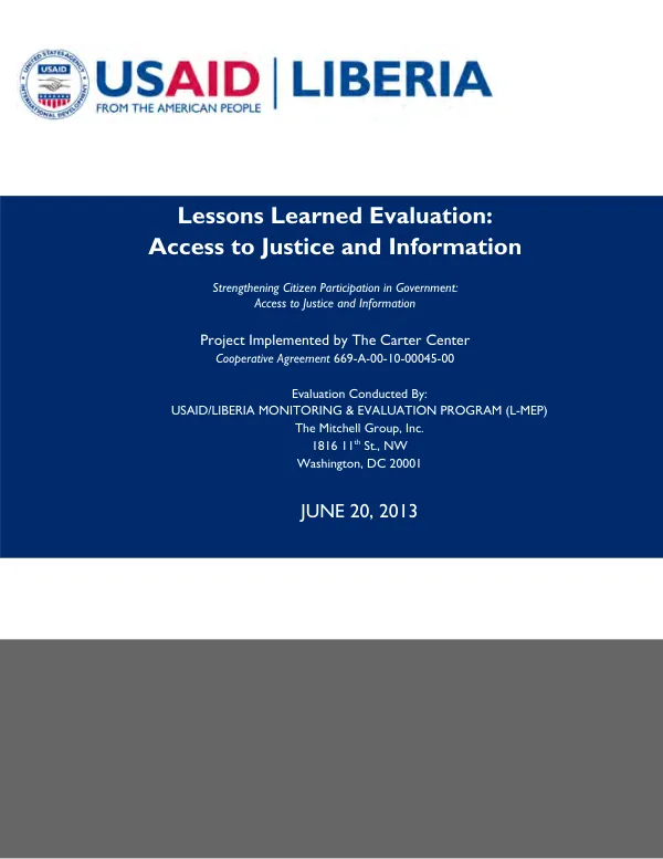 Lessons learned evaluation : access to justice and information