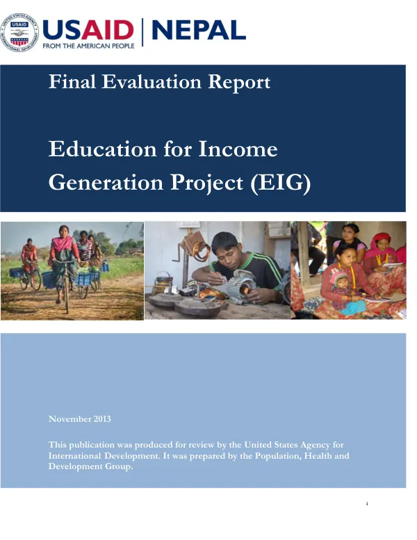 Final evaluation report : education for income generation project (EIG)