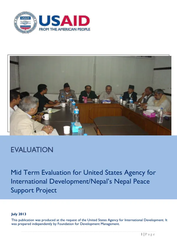 Mid term evaluation for USAID/Nepal's Nepal peace support project (NPSP)