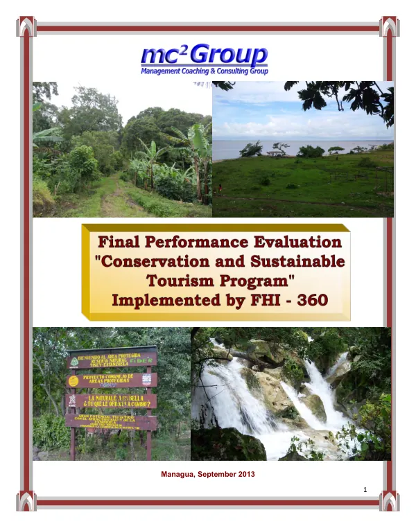 Final performance evaluation: 'conservation and sustainable tourism program' implemented by FHI-360