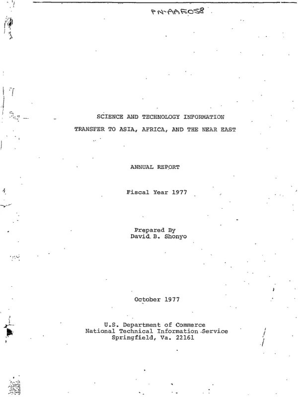 Science and technology information transfer to Asia, Africa, and the Near East; annual report, FY1977