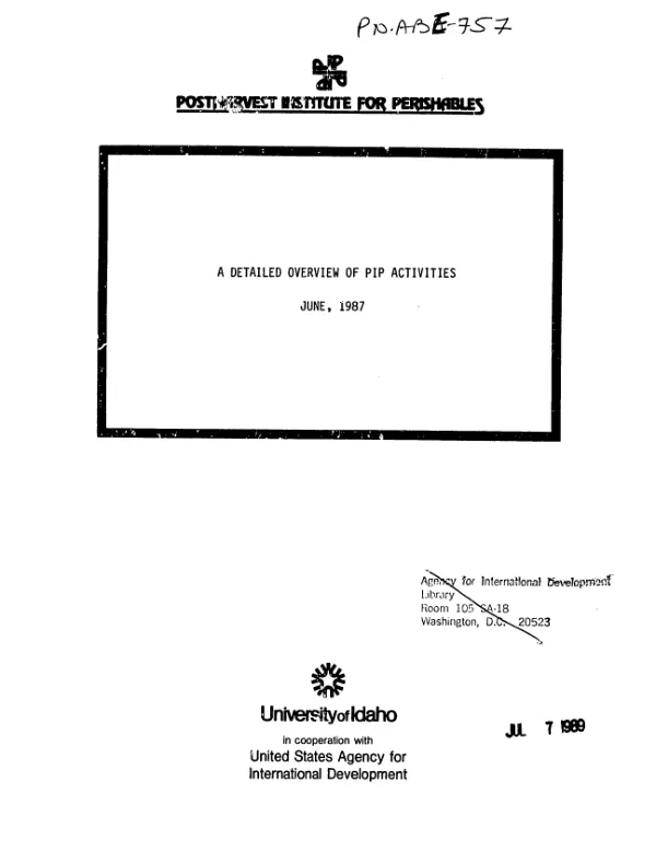 Environmental impact statement (EIS) on the AID pest management program; vol. I : environmental impact statement