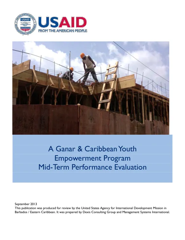 A ganar & Caribbean youth empowerment program mid-term performance evaluation