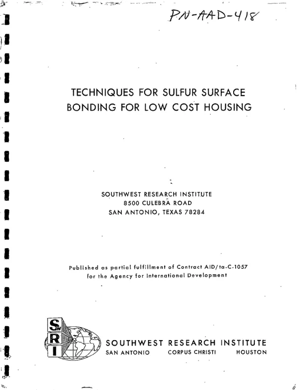 Techniques for sulfur surface bonding for low cost housing