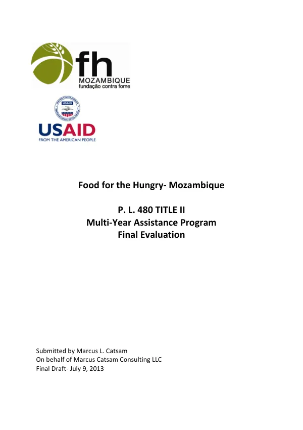 Food for the Hungry - Mozambique : P.L. 480 Title II multi-year assistance program final evaluation