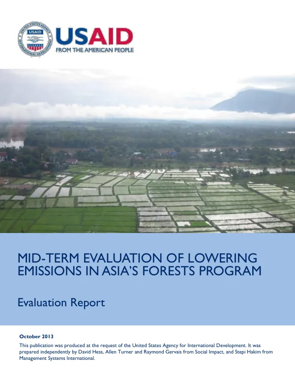 Mid-term evaluation of the lowering emissions in Asia's forests (LEAF) program