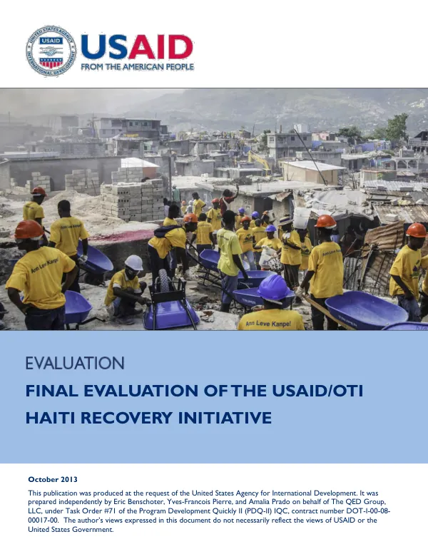 Final evaluation of the USAID/OTI Haiti recovery initiative