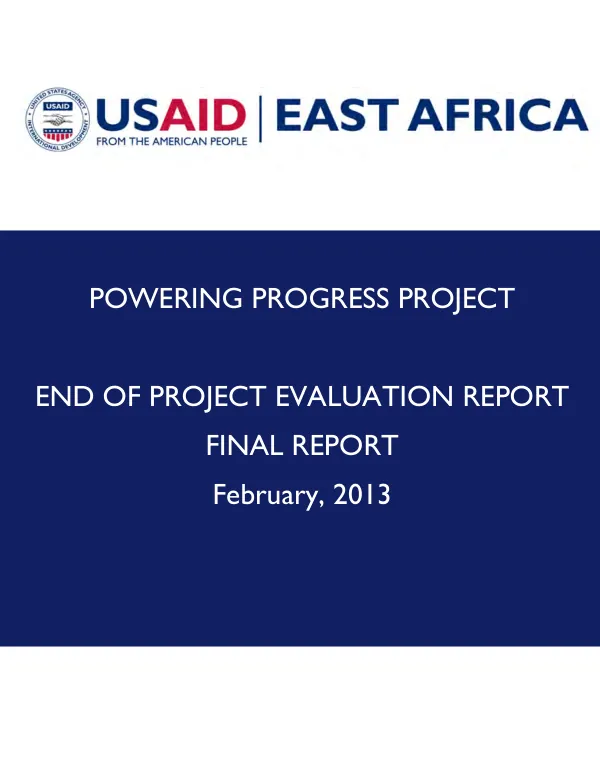 Powering progress project : end of project performance evaluation report : final report