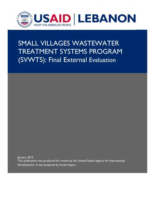 Small villages wastewater treatment systems program (SVWTS) : final external evaluation