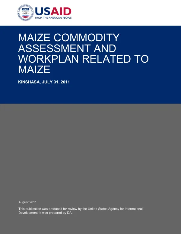 Maize commodity assessment and workplan related to maize