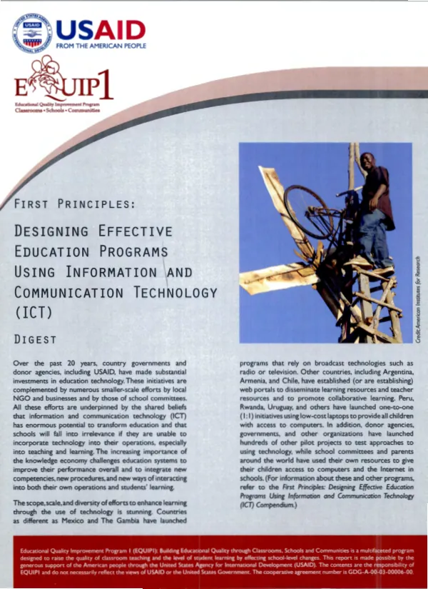 First principles : designing effective education programs using information and communication technology (ICT)