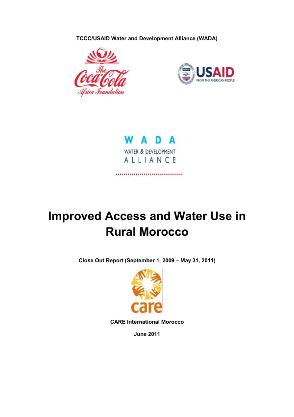 Improved access and water use in rural Morocco : close out report (September 1, 2009-May 31, 2011)