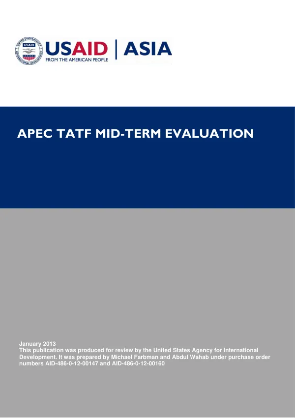 APEC U.S. TATF mid-term contractor evaluation
