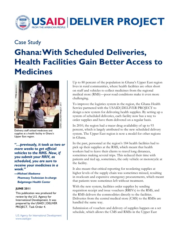 Case study Ghana : with scheduled deliveries, health facilities gain better access to medicines