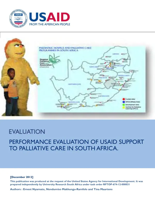 Performance evaluation of USAID support to palliative care in South Africa