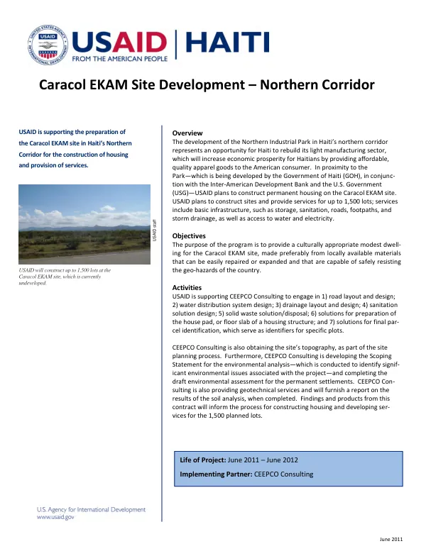 Caracol EKAM site development -- northern corridor