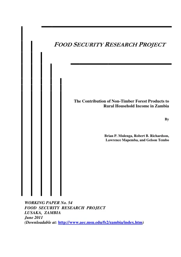 The contribution of non-timber forest products to rural household income in Zambia
