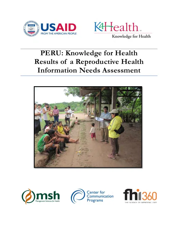 Peru : knowledge for health results of a reproductive health information needs assessment